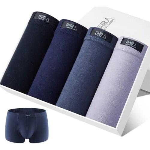 4Pcs/lot Mens Underwear Soft Boxers Cotton Boxer Men Solid Boxer Shorts Plus Size Boxers Comfortable Mens Underwear