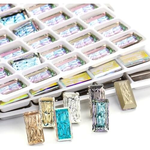 Flatback Nail Accessories K9 Glass Rectangle Crystal Rhinestones New Design Nail DIY Decoration Stones Gliter Nail Gems