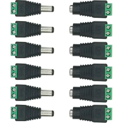 Hot 100 Pcs CCTV Cameras 2.1mm x 5.5mm DC Connector CCTV UTP Cable Power Plug Adapter Cable DC/AC 2/Camera Video Balun Connector