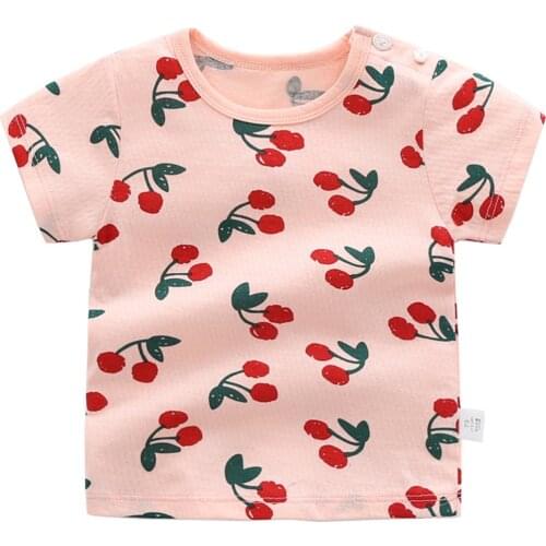 Cotton New Design Baby Boys and Girls Tees Cute Flora Newborn T-shirts Cherry Design Children Tops Animals Design Kids Outfits