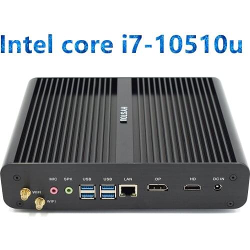 HYSTOU newest Intel Core I7 10510U Fanless Mini PC Comet Lake 64GB DDR4 NVME SSD Windows 10 pro Gaming Computer Desktop 4K HD