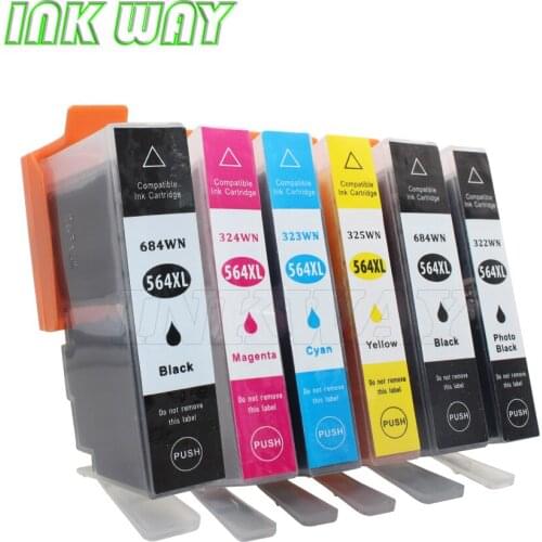 INK WAY 5 color 6 PCS Compatible Ink Cartridges Replacement for hp 564 for or HP Photosmart 5400, 5510(B111h), 5514, 5515, 5520