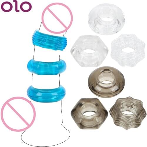 OLO Cock Ring Crystal Penis Ring Male Masturbator Sex Toys for Men 3Pcs/set Silicone Delay Ejaculation Sex Product