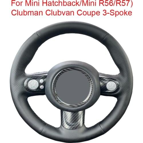 DIY Car Steering Wheel Cover For Mini Hatchback/Mini R56/R57) Clubman Clubvan Coupe 3 Leather Braid For Auto Steering Wheel