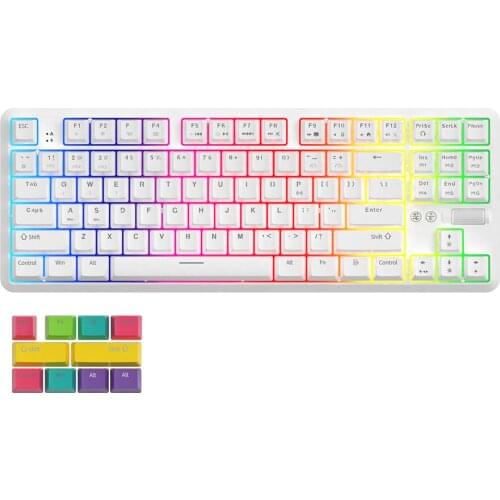 RGB 87 Keys Mechanical Game Keyboard Bluetooth Wired Dual Mode Keypad For Iphone / Tablet / PC OUTEMU Blue Switches Key Caps