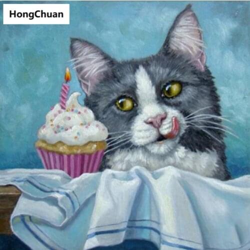 Cute cat figure fast delivery 5D DIY square round diamond painting cross stitch mosaic home decoration mural new year gift