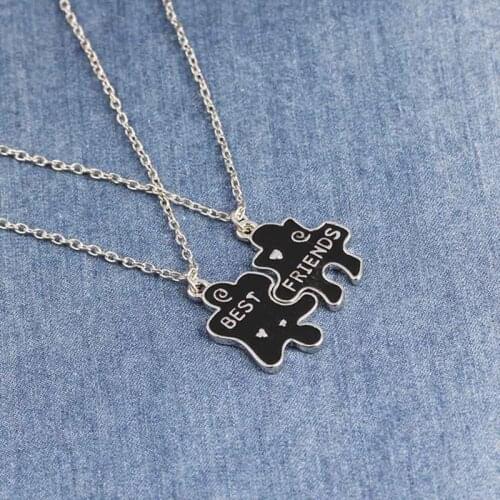 Trendy Best Friends Pendant Necklace Rainbow Broken Heart Necklace for Women Silver Color Chain BFF Friendship Jewelry Gifts