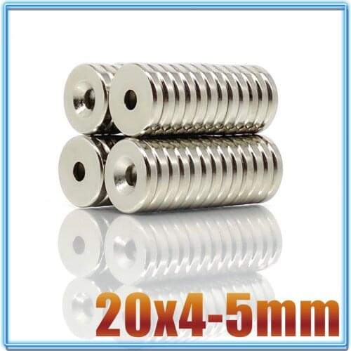 2/5/10/20/50PCS 20x4-5 mm Powerful Magnets 20*4 mm Hole 5mm Small Permanent Round Countersunk Neodymium Magnetic Magnet 20*4-5