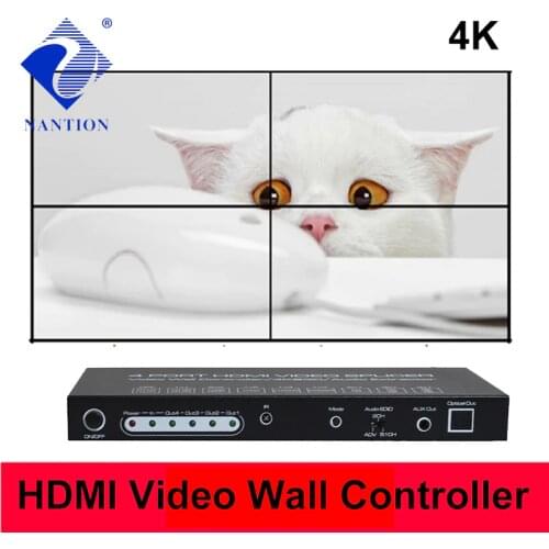4K 2X2 Video Wall Controller 1 HDMI Input 4 HDMI Output 2X1/3X1/4X1/1X2/1X3/1X4 TV Processor Images Stitching