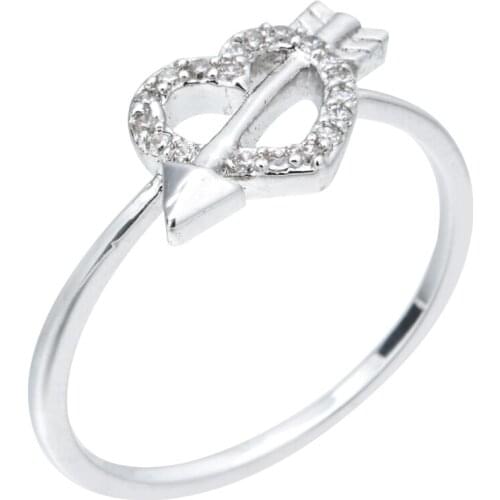 Small and exquisite zircon ring with an arrow through the heart, suitable for women/girls gifts J Z-029