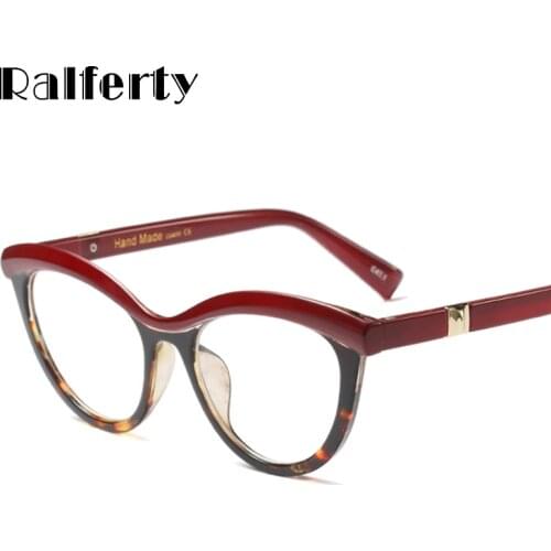 Ralferty Cat Eye Glasses Frame Women Brand Designer Eyeglasses Frames Prescription Optic Myopia Female No Degree Oculos F97565