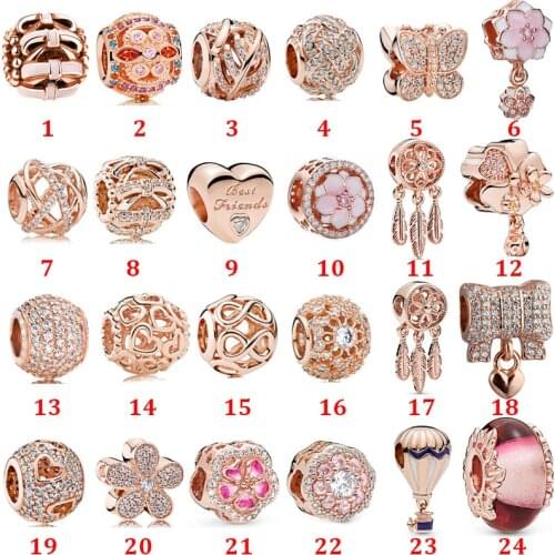 S925 Silver Rose Gold Dream Catcher Balloon Hollow Galaxy Style String Charm DIY Beads Fit Original Pandora Bracelets Jewelry