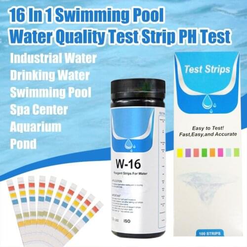 50/100pcs A Bottle 16 In 1 Swimming Pool Test Paper Chlorine Ph Test Strips Spa Swimming Pool Water Tester Paper Test Strip
