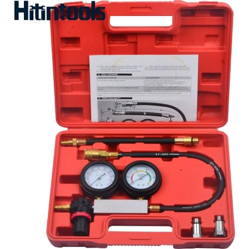Cylinder Leak Tester Compression Leakage Detector Kit Set Petrol Engine Gauge Tool Double Gauge System Automobile Tools
