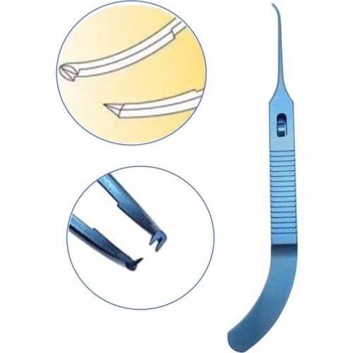 Titanium Ophthalmic Helveston Fixation Ophthalmic Curved Fixed Forceps Tweezers Eye Surgical Instrument