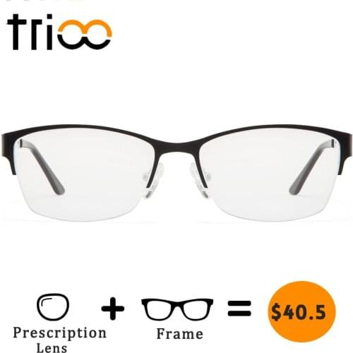 TRIOO Luxury Titanium Prescription Glasses Men Clear Computer Eyeglasses Ultra Light 15g Myopia Reading Computer Spectacles