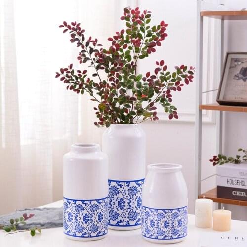 1pc Blue and White Porcelain Vase Chinese Traditional Flower Vase Water Planting Container Home Decorative Wedding Gift