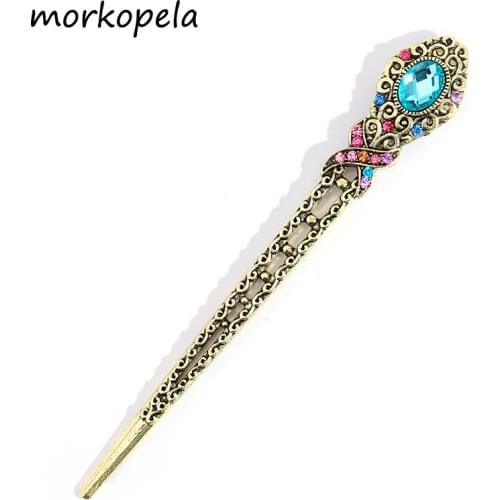 Morkopela Vintage Hair Stick Simple Metal Long Hairpin Women Banquet Hair Pin Accessories Best Gift Jewelry
