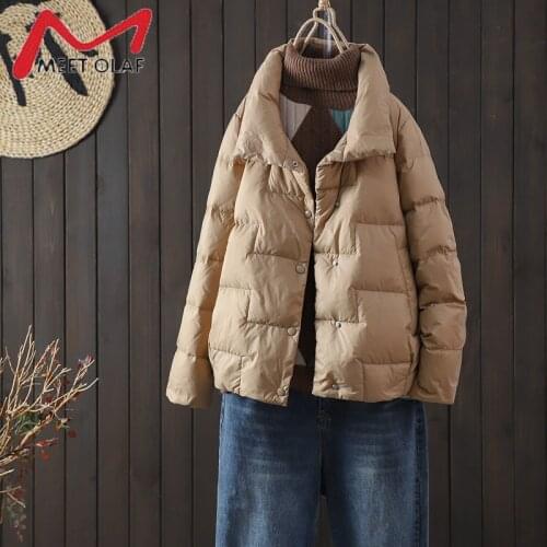 New Autumn Winter Women Short White Duck Down Jacket Female 2021 Loose Ultra Light Windproof Parkas Causal Puffer Jacket Outwear