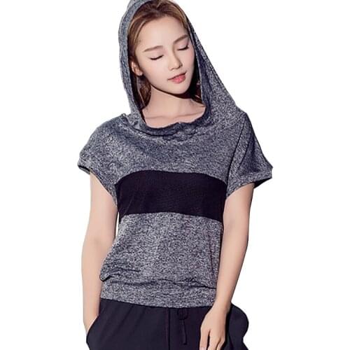 T-Shirt Fitness Women Sports Yoga Top Hooded Fitness Top Fitness Sports Vest Sleeveless T-Shirt Clothing Tops Seamless