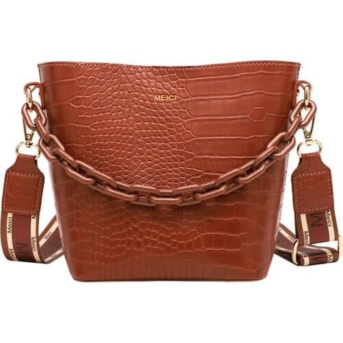 Female bag new 2021 summer crocodile pattern bucket bag fashion bag large capacity single shoulder messenger bag handbag