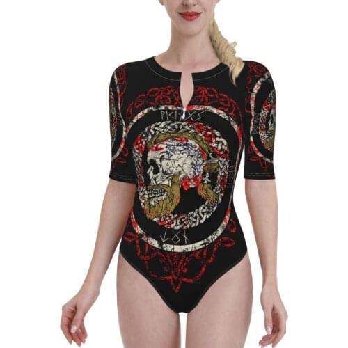 Women 2021 Exotic Bikinis Vikings Are Not Dead Y Half Sleeve Zip Women Swimsuit One-Piece Swimwear Norse Beach wear For Women
