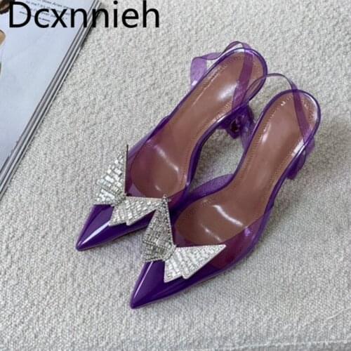Summer Clear PVC Crystal Sandals Women rhinestone Butterfly Cup high Heel ladies Party Shoes Pumps Runway High Heel Sandals New