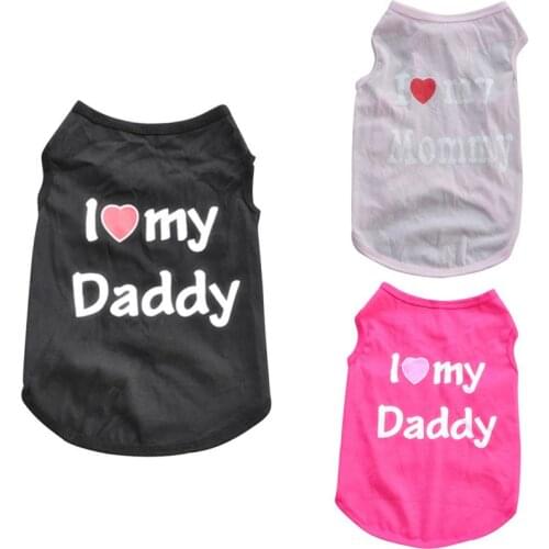 Cat Pet Dog Vests Puppy Vest Clothes Cute I Love Mommy/Daddy T-Shirt Size S-XXL
