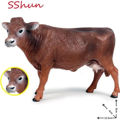 12.5*4*8CM children solid simulation wild animal world model cow cow poultry farm pasture cow ox toy decoration