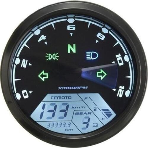 12000RMP LCD Digital Speedometer Odometer Motorcycle 1-4 Cylinders