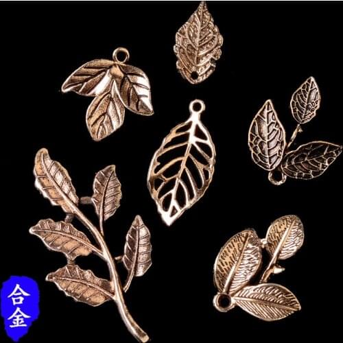 50pc Anti-Gold color Alloy Material Hollow leaf Branch Shape Charm For DIY Clothing/Hair Wedding Handmade Jewelry Making