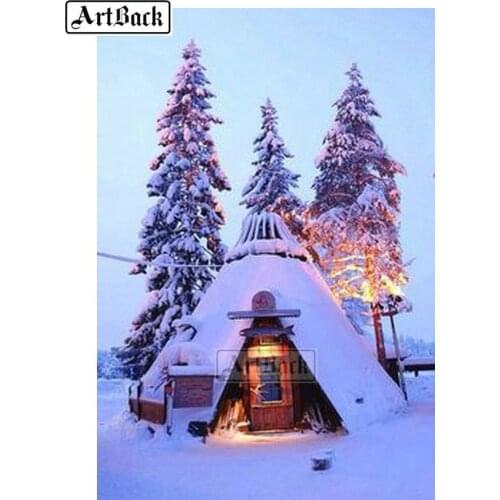 5d diy diamond painting snow tree house picture full square drill diamond embroidery set rhinestone mosaic decoration gift