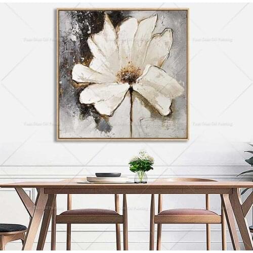 White Elegant Hand painted oil painting wall Art wall pictures for living room home decor caudros decoracion