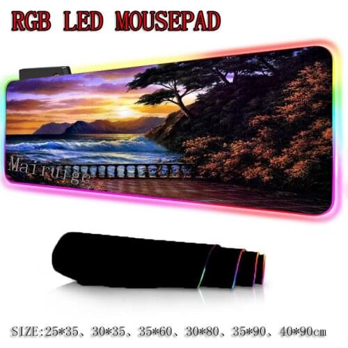 Mairuige Beautiful Sunset Gaming Large RGB Mouse Pad Gamer Notebook Computer Mousepad Office Desk Resting Surface Mat Game XXL