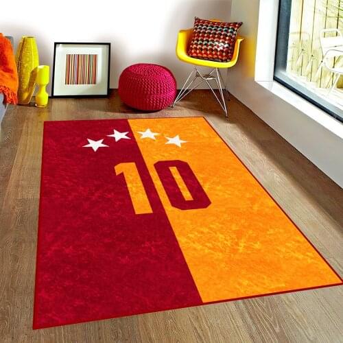 Turuncu Çocuk Odası Halısı kırmızı turuncu spor futbol basketbol takım yıldız turuncu kırmızı halı