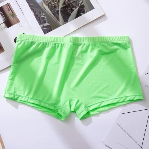 Men Transparent Boxer Briefs Breathable Ice Silk Shorts Bulge Underpants Men Sexy Underwear Ultra Soft Low Wrist Lingerie