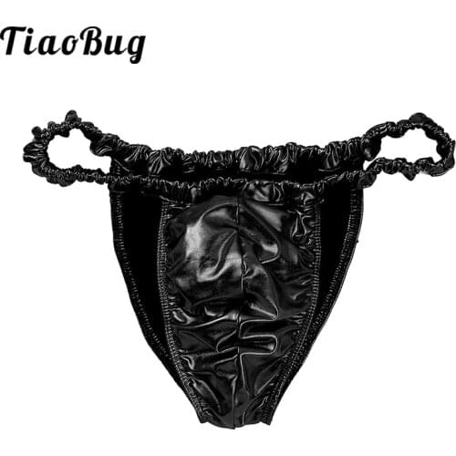 Hot Sexy Mens Panties Hommes Glossy Spandex & Latex Rubber Underpants Bikini Briefs Tanga Male Jockstrap Lingerie Gay Underwear