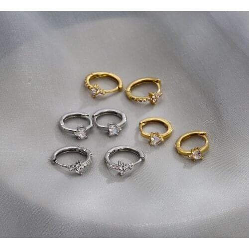 HECHENG,1 pair,Hot Selling Love Heart Leaves Full Zircon,Small Hoop Earrings,Famale Fashion Simple Jewelry