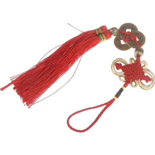 Chinese Feng Shui Coins Red Knot Pendants For Wealth Success Car Home Decoration