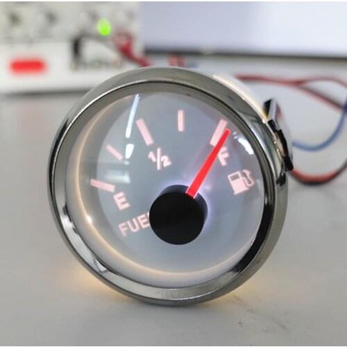 Clearence 52mm Car Truck Fuel Level Gauge 0-190ohm Signal White Panel with WHITE Backlight 12V/24V for Car Boat