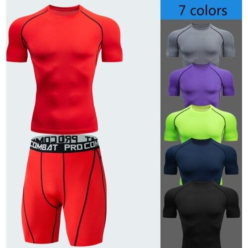 Compression Gym Tight Clothing Men Summer Jogging Suits Sports Sets Fitness Clothes Underwear Tights Running Workout Sportswear
