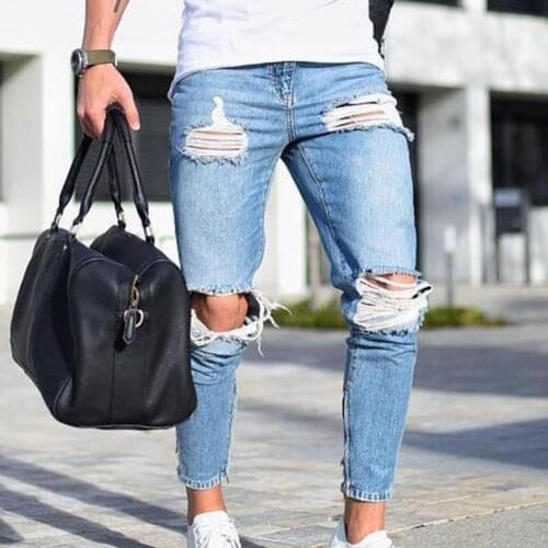 Fashion Denim Pants Stretch with Zipper Breathable Cotton Blend Fashion Ankle Pants for Daily Wear