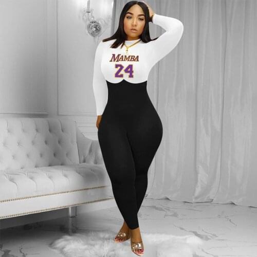 TNNAOFF Trendy Letter Bodycon rompers womens jumpsuit Birthday Clothing Long Sleeve fall Sexy One Piece Outfits sports Overalls