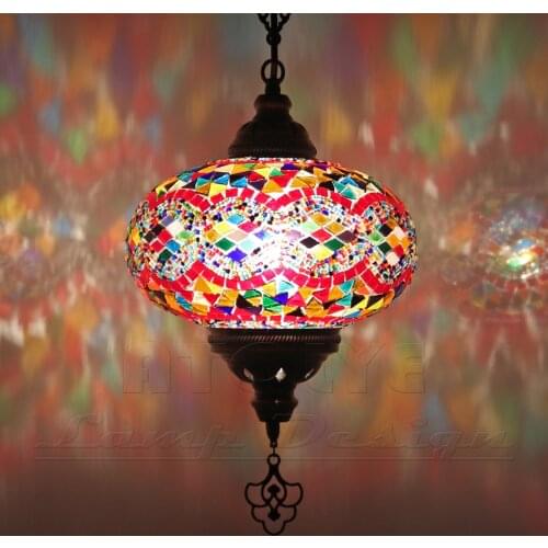 Mosaic Lamp Ottoman Lamp Authentic Lamp Single Chandelier Colored Glass Table Lamp E-27 Bulb Made In Turkey