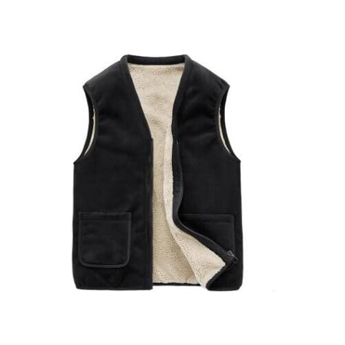 30pcs/lot casual style male fleece winter vest mid age man outdoor velvet vest with pocket