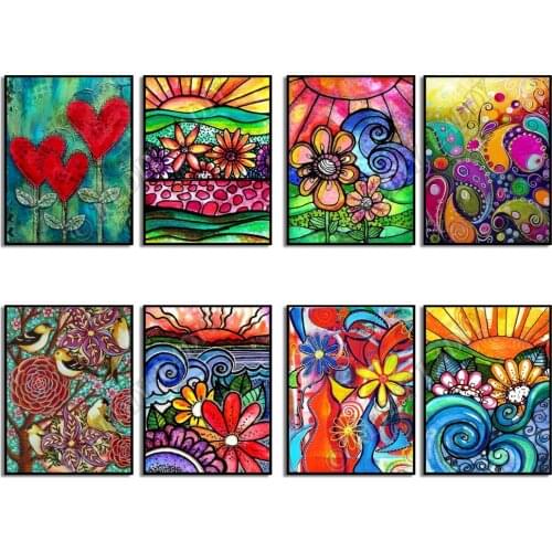 Full Square / Round Diamond Painting Kits Crystal Mosaic Pattern Sunshine Flowers Diamond Art Paint with Diamonds Cross Stitch