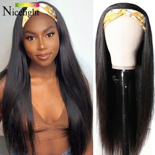 Nicelight Indian Smooth Headband Scarf Wig Beginner Friendly Fit All Size Head Straight Glueless Human Hair Wigs For Black Women