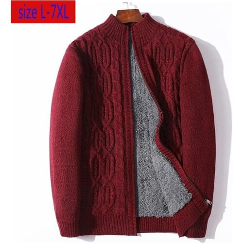 New Arrival Fashion Thickened Plush Sweater Jacket Cardigan Casual Computer Knitted Mandarin Collar Plsu Size L-3XL4XL5XL6XL7XL
