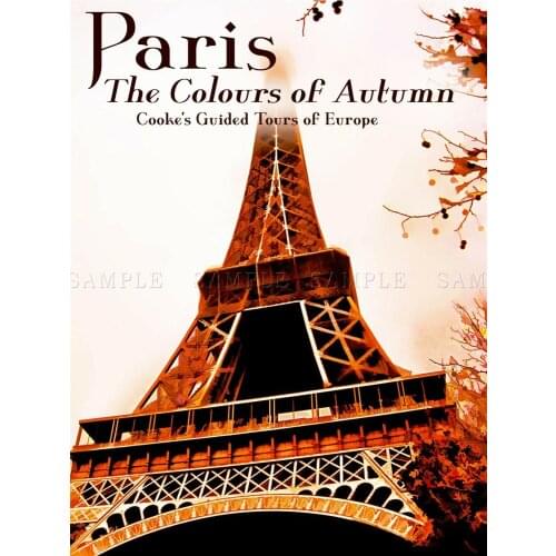 BOOK COVER TRAVEL GUIDE PARIS TOWER COLOUR AUTUMN UK Art print Silk poster Home Wall Decor