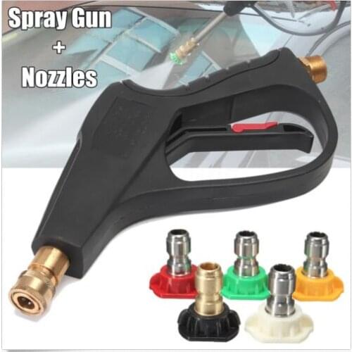 High Pressure Car Washing Cleaning Gun Auto Washer-Gun 3600PSI With 5 Color Quick Connect Nozzles M22 Hose Connector 3.0 Tip